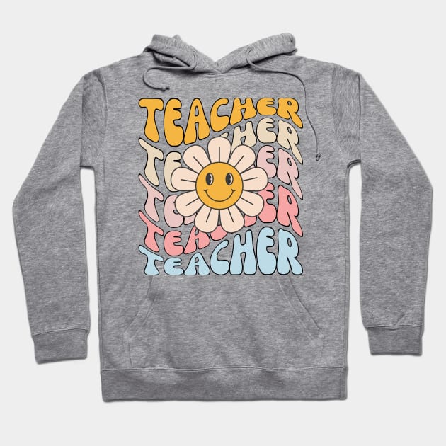 Retro Teacher Daisy Colorful - Elementary School Teacher Hoodie by StarMa